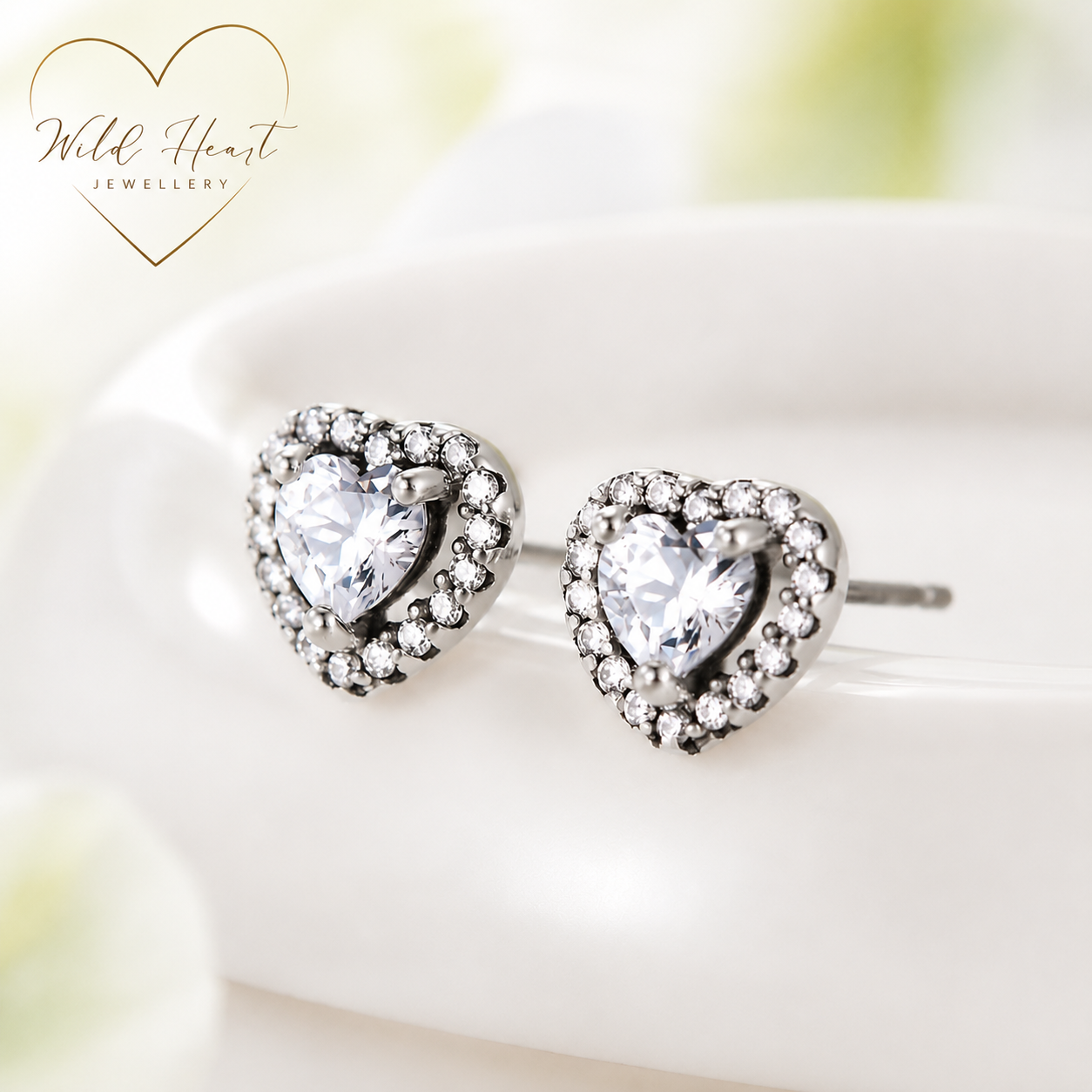 Halo Heart Stud Earrings