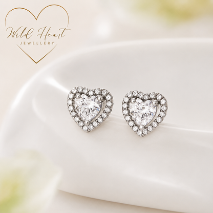 Halo Heart Stud Earrings