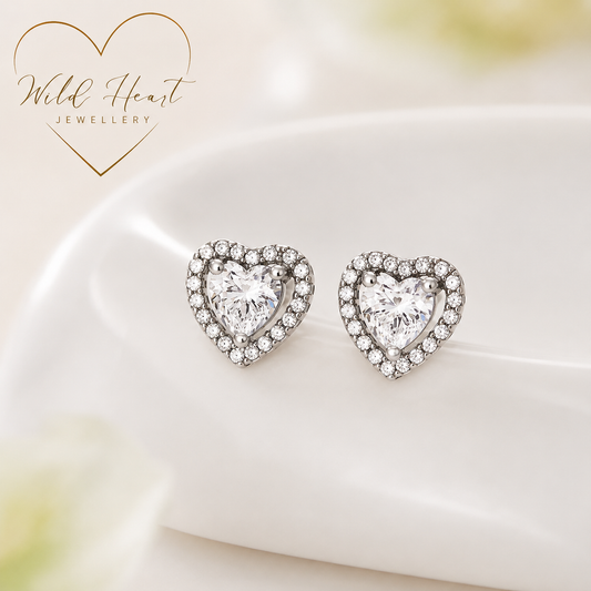 Halo Heart Stud Earrings
